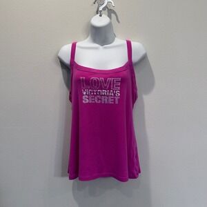 Y2K Victoria's Secret Graphic Love Pink Tank Top Cotton Size L